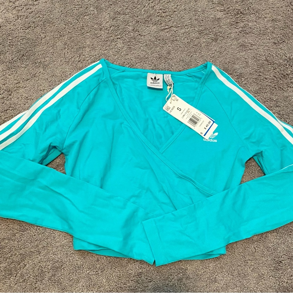 Adidas Women's Turquoise Wrap Crop Top